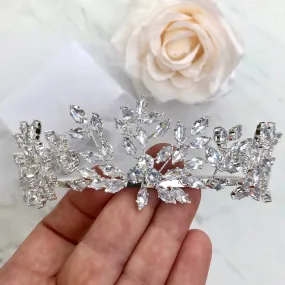 "Loralee" -  Cubic Zirconia Wedding Tiara - Available in Silver and Gold