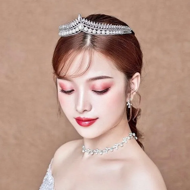 "Rianna" - Pearl and Cubic Zirconia Bridal Tiara - Available in Silver and Gold