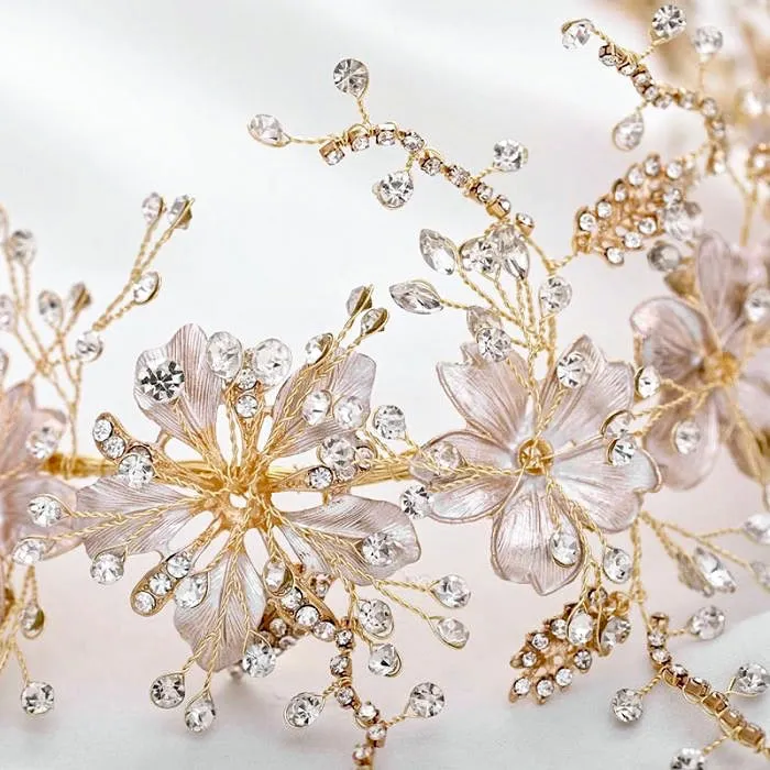 "Somerset" - Pearl and Crystal Bridal Headband - Available in Gold and Silver