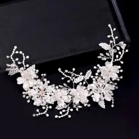 "Somerset" - Pearl and Crystal Bridal Headband - Available in Gold and Silver