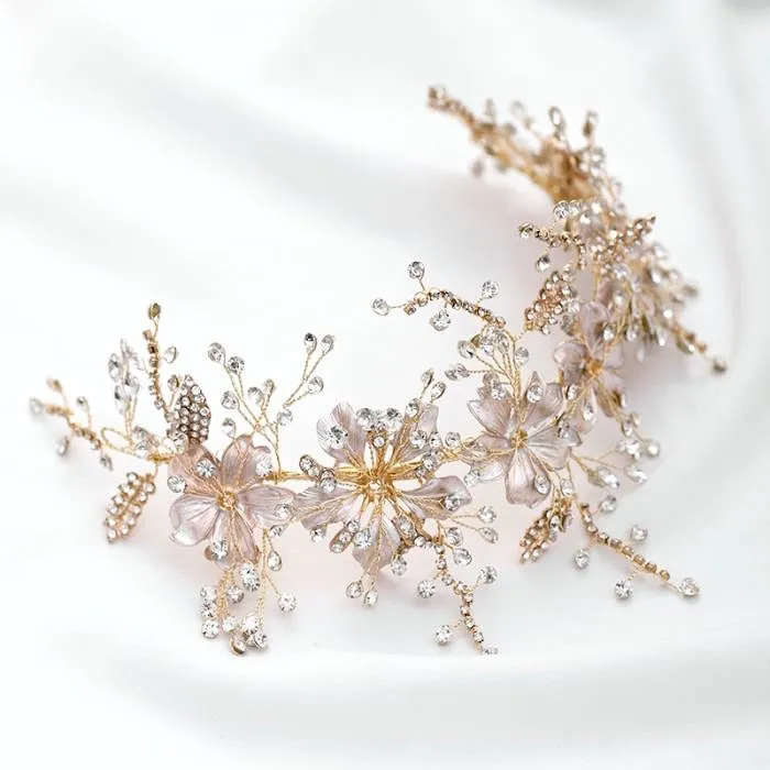 "Somerset" - Pearl and Crystal Bridal Headband - Available in Gold and Silver