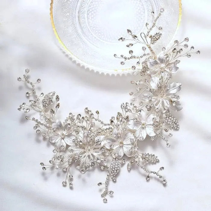 "Somerset" - Pearl and Crystal Bridal Headband - Available in Gold and Silver