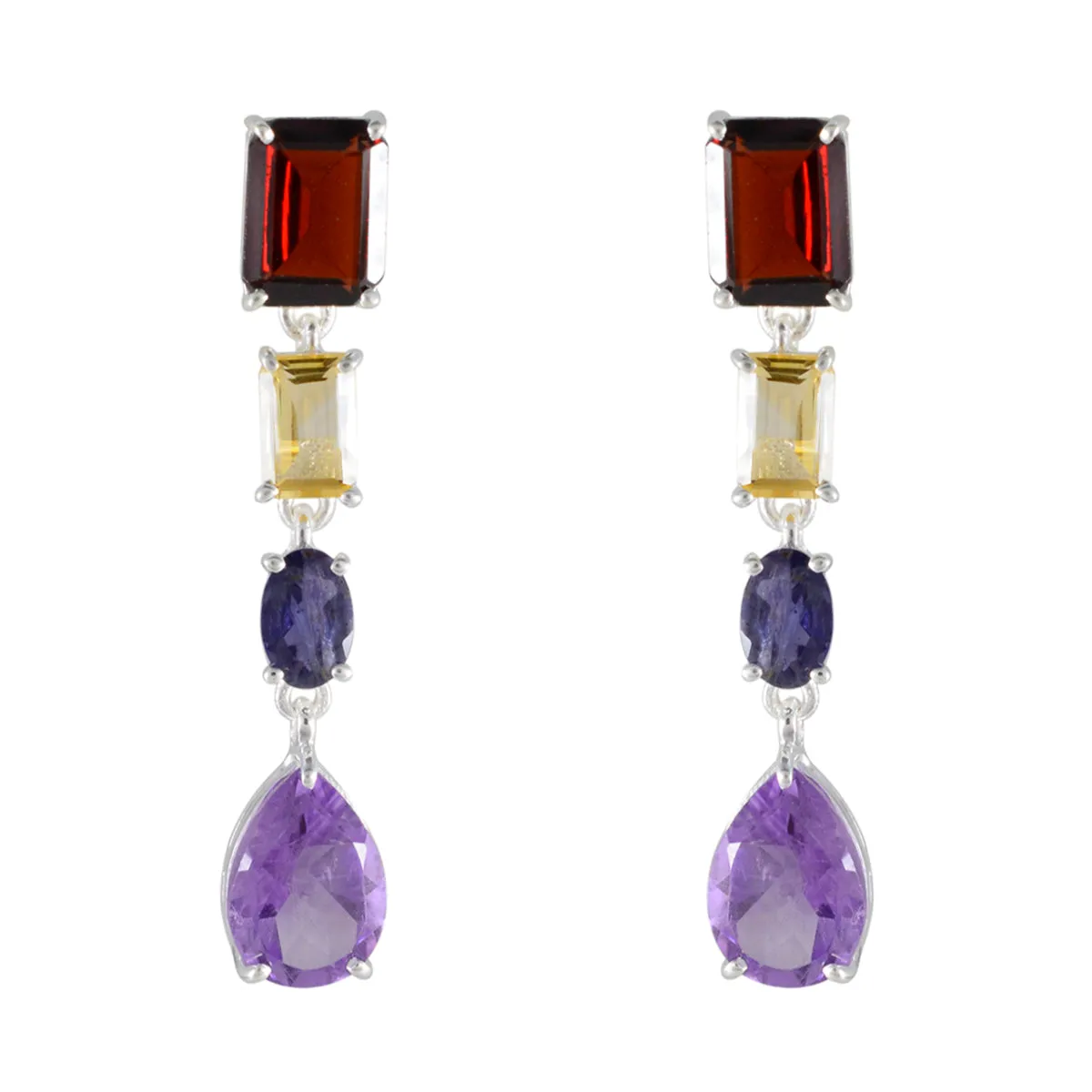 Riyo Foxy Sterling Silver Earring For Girl Multi Earring Bezel Setting Multi Earring Stud Earring