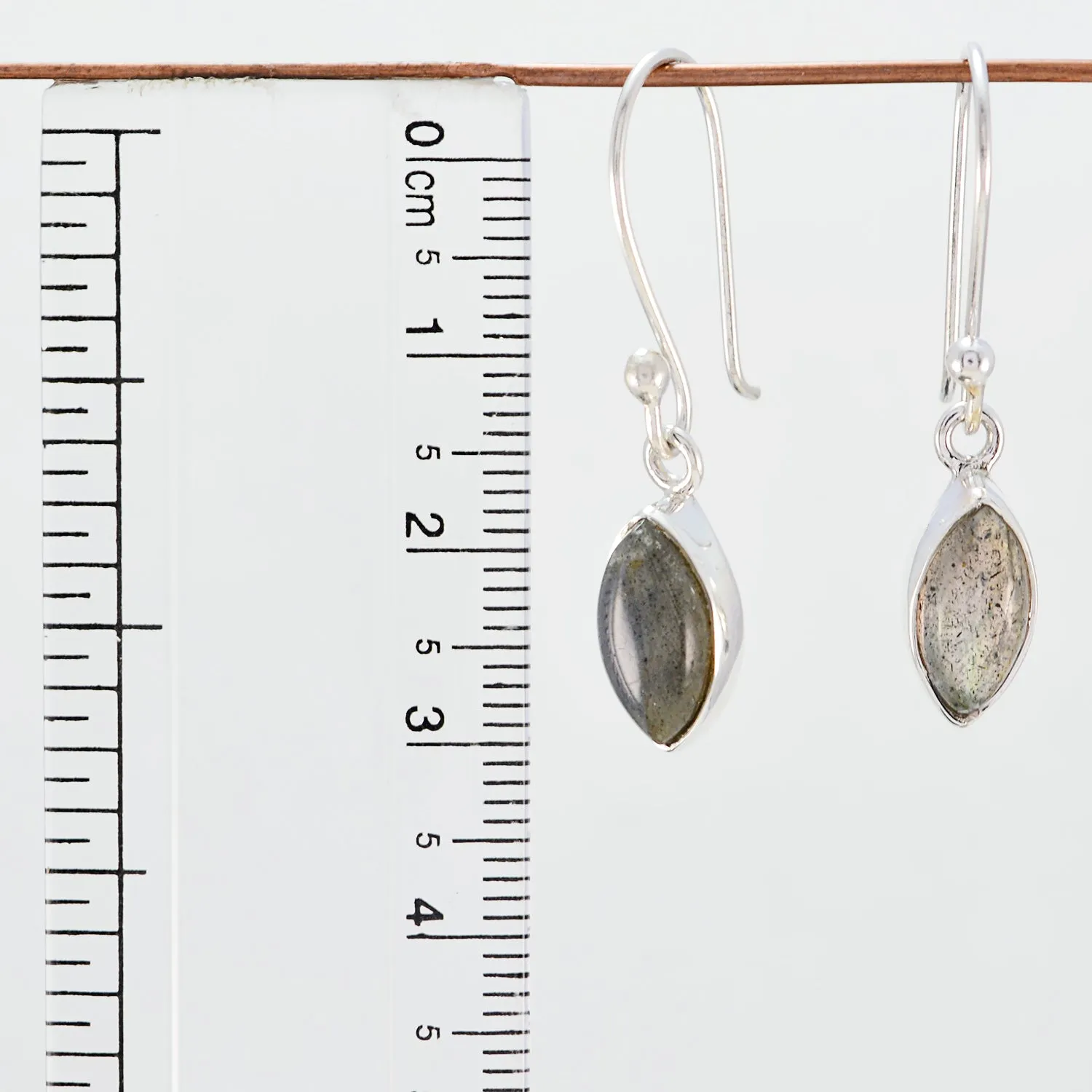 Riyo Genuine Gems marquise Cabochon Grey Labradorite Silver Earring daughter's day gift