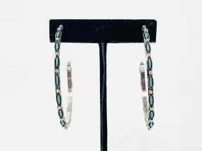Silver/Blue Half Hoop Jewelry Earrings