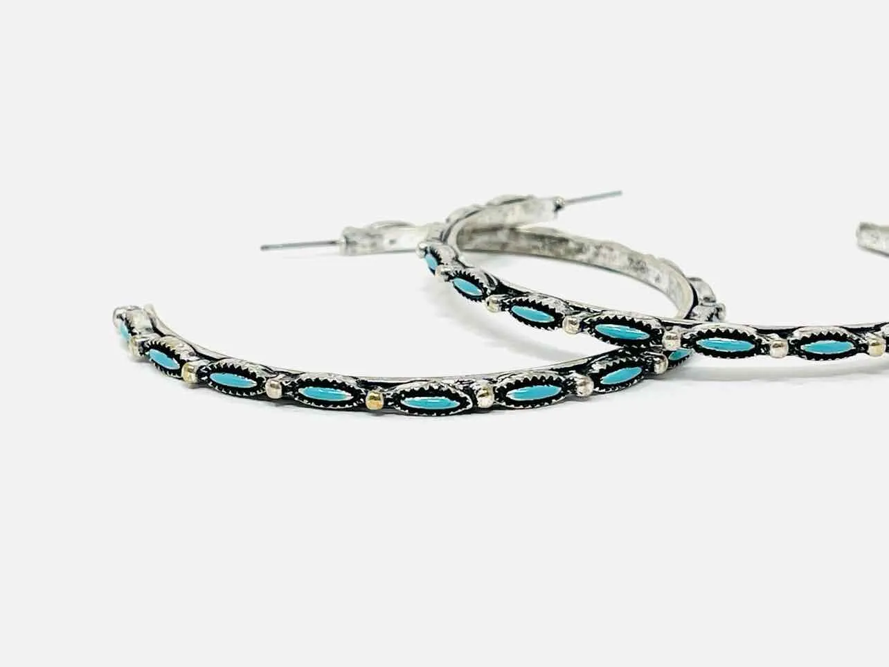 Silver/Blue Half Hoop Jewelry Earrings