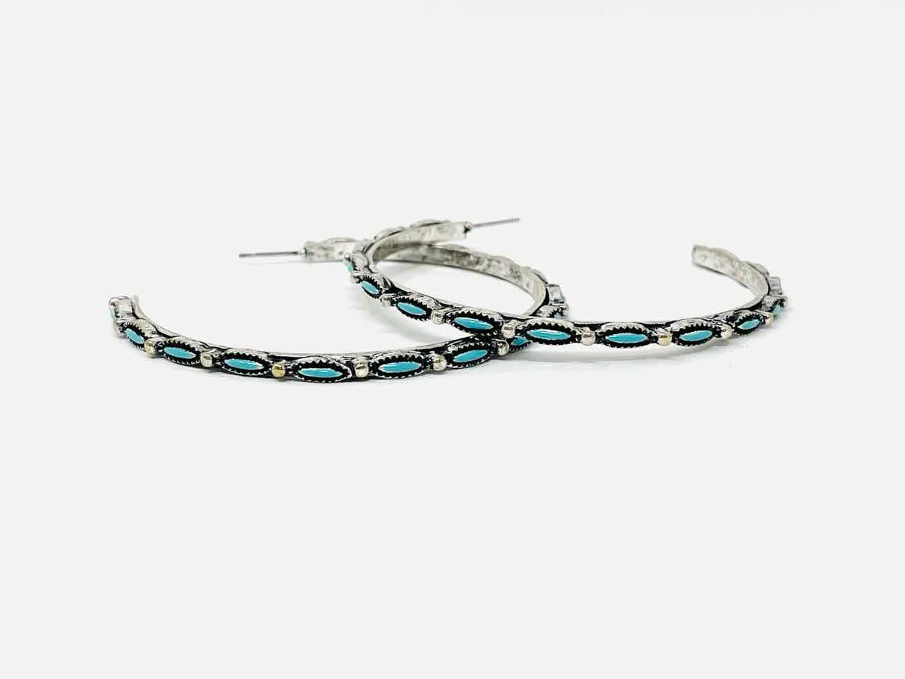 Silver/Blue Half Hoop Jewelry Earrings