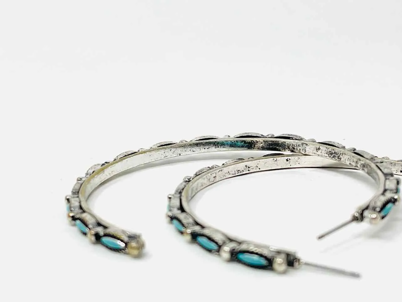 Silver/Blue Half Hoop Jewelry Earrings