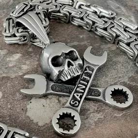 Skull & Cross Wrenches Pendant - Necklace (741)