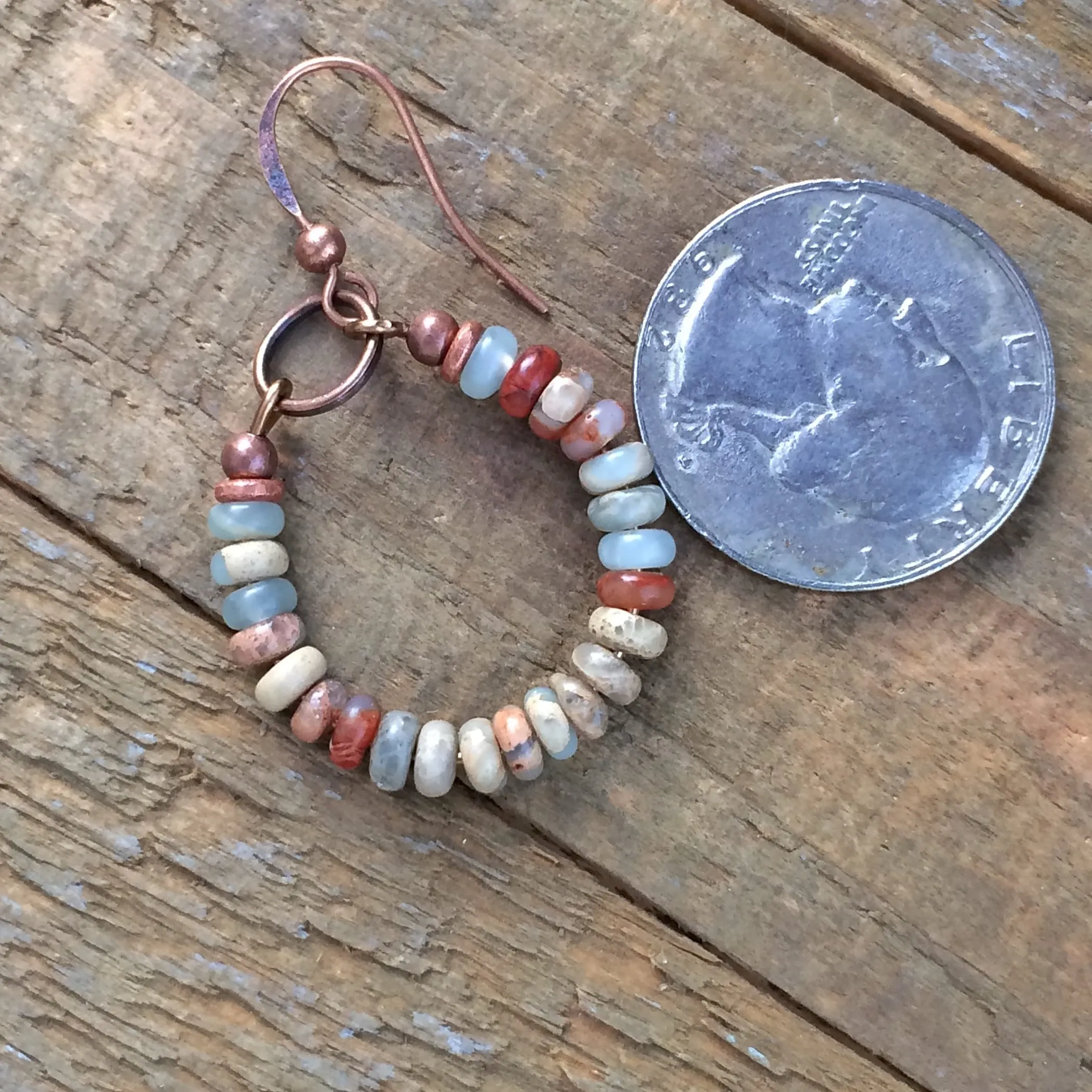 Small African Opal Hoop Earrings