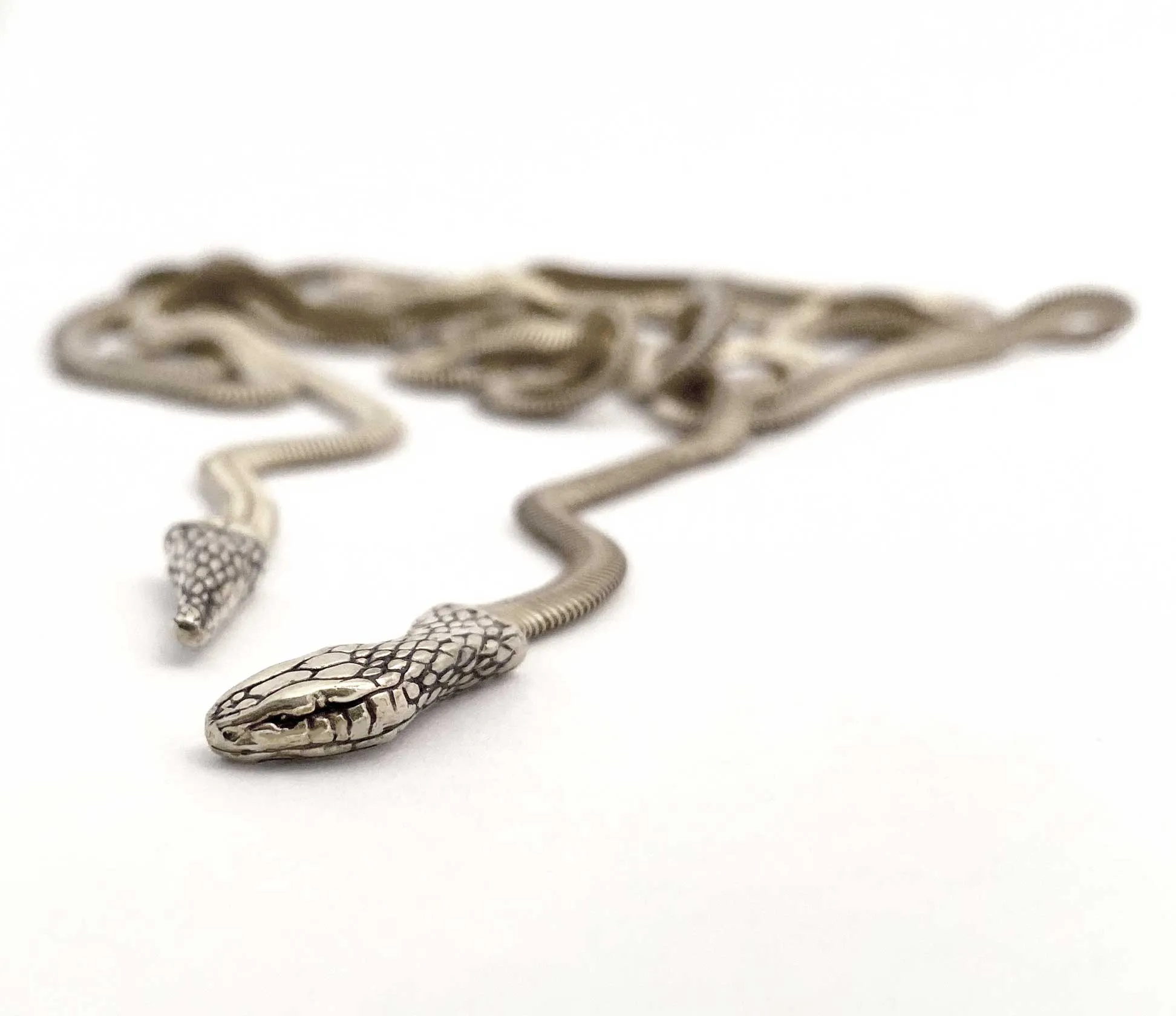 Snake Lariat Necklace in silver