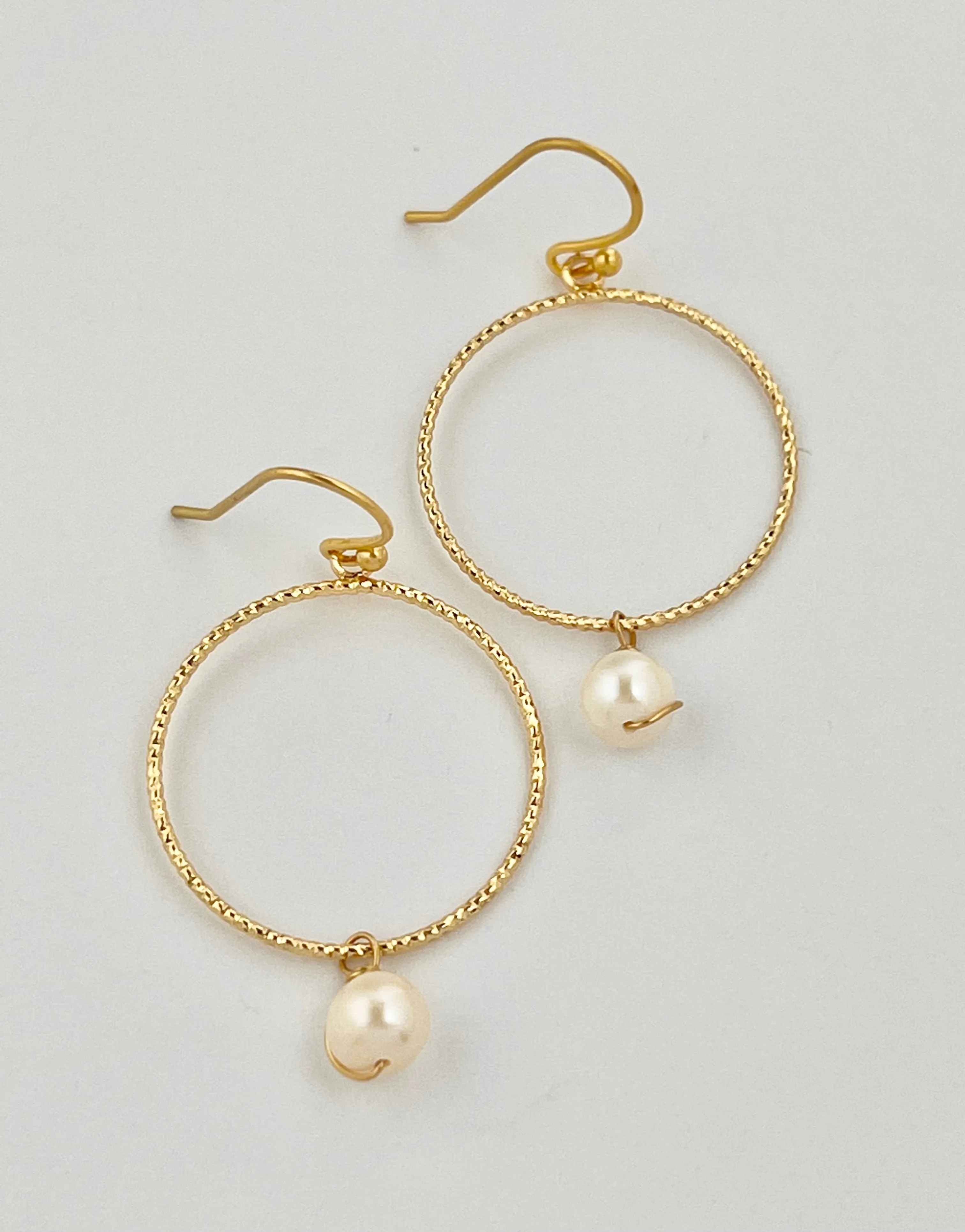 Sparkle Hoop Pearl Earrings