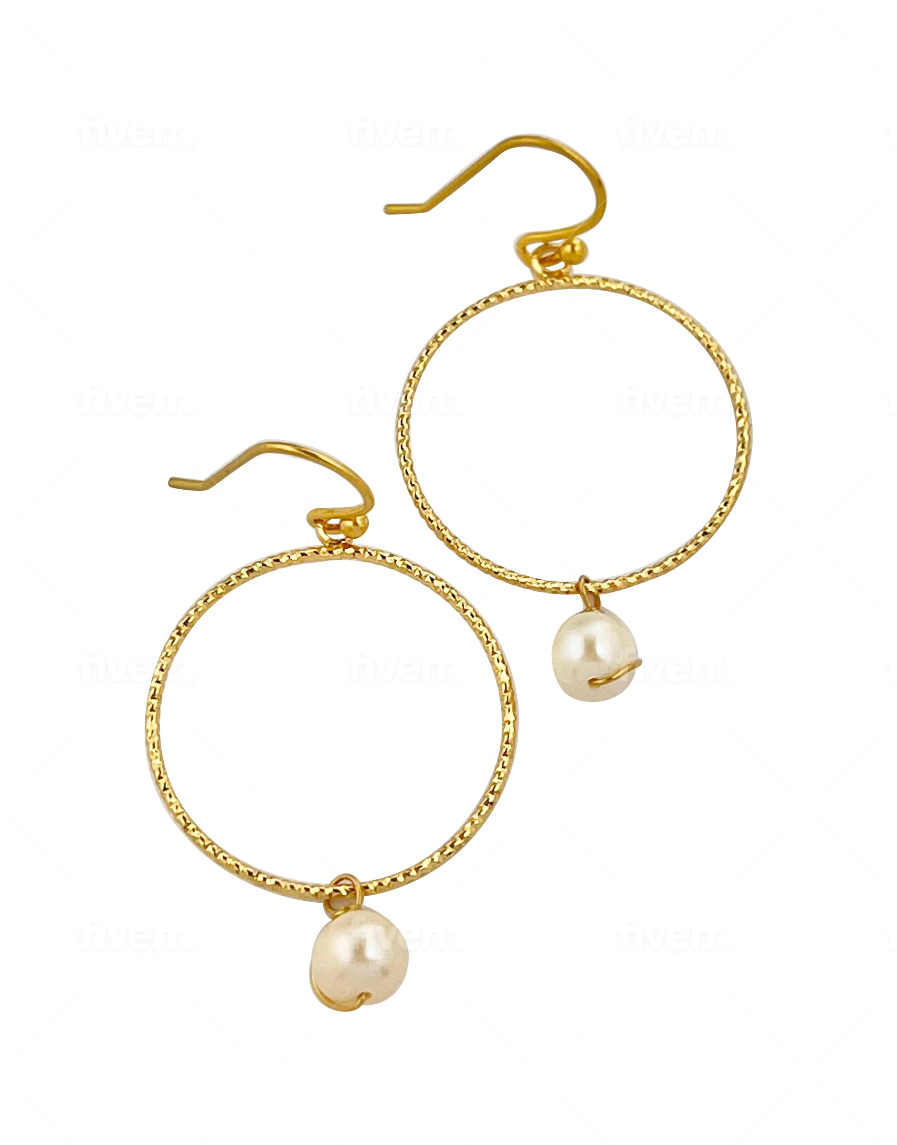 Sparkle Hoop Pearl Earrings
