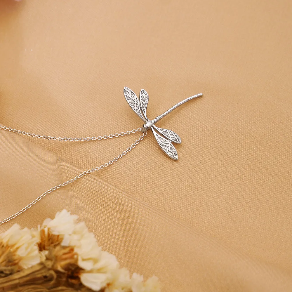 Sterling Silver Dragonfly Necklace Open Work Dragon Fly Pendant Dragonfly Jewelry  Insect Jewelry