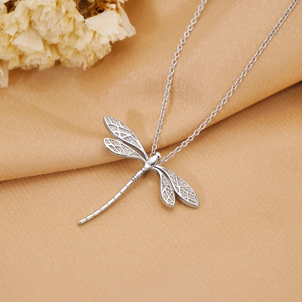Sterling Silver Dragonfly Necklace Open Work Dragon Fly Pendant Dragonfly Jewelry  Insect Jewelry