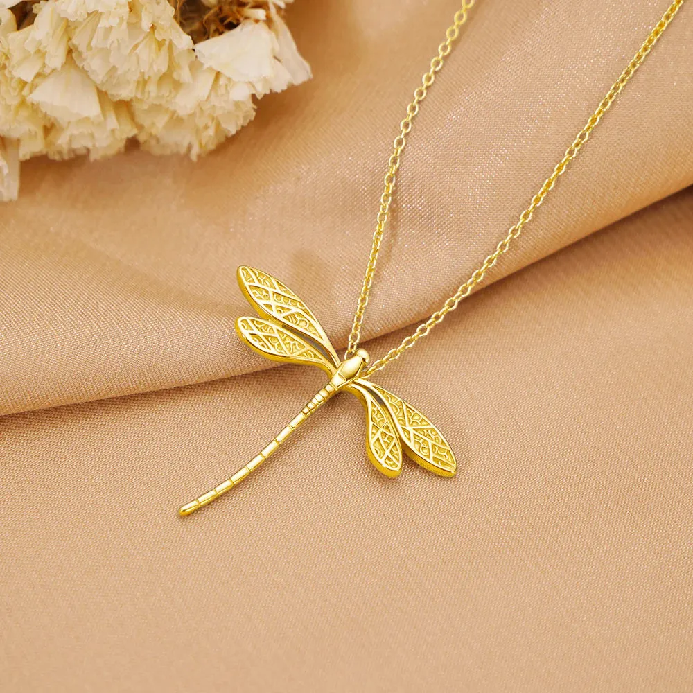 Sterling Silver Dragonfly Necklace Open Work Dragon Fly Pendant Dragonfly Jewelry  Insect Jewelry