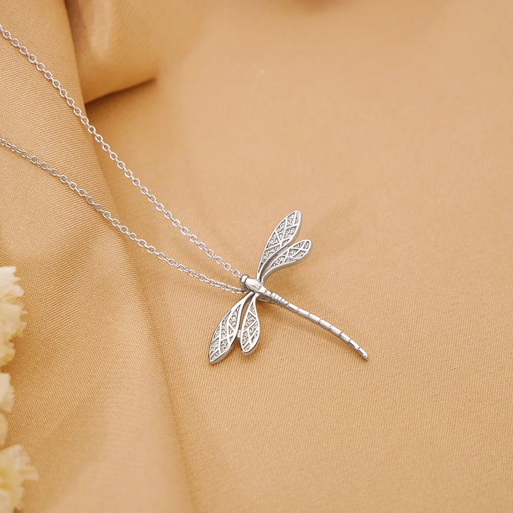 Sterling Silver Dragonfly Necklace Open Work Dragon Fly Pendant Dragonfly Jewelry  Insect Jewelry