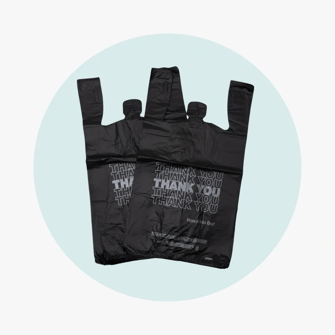 T Shirt Bags Extra Large 16 mic - BLACK