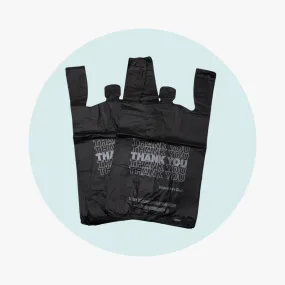 T Shirt Bags Extra Large 16 mic - BLACK