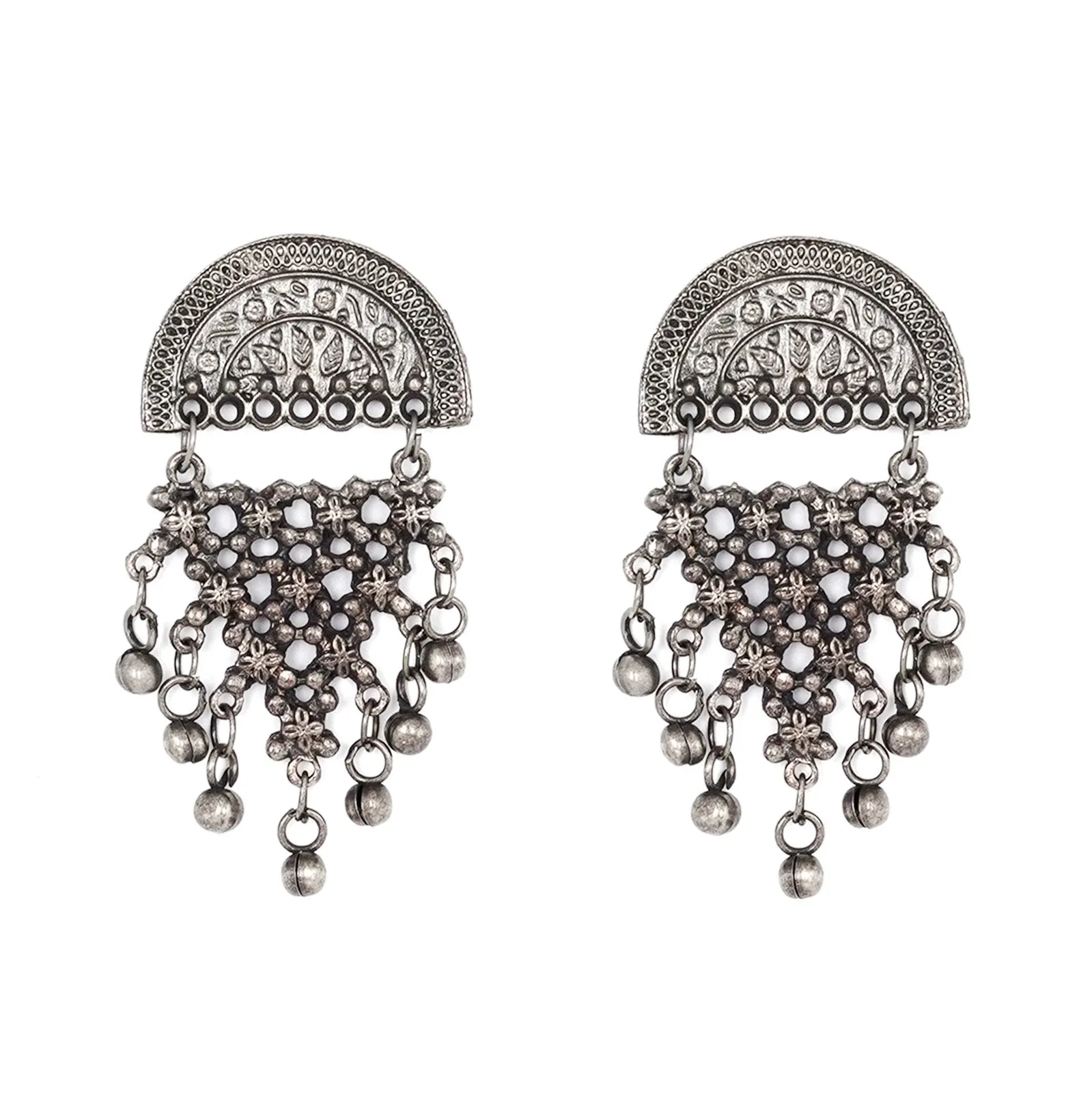 Teejh Manvita Silver Oxidised Ghungroo Jewelry Gift Set