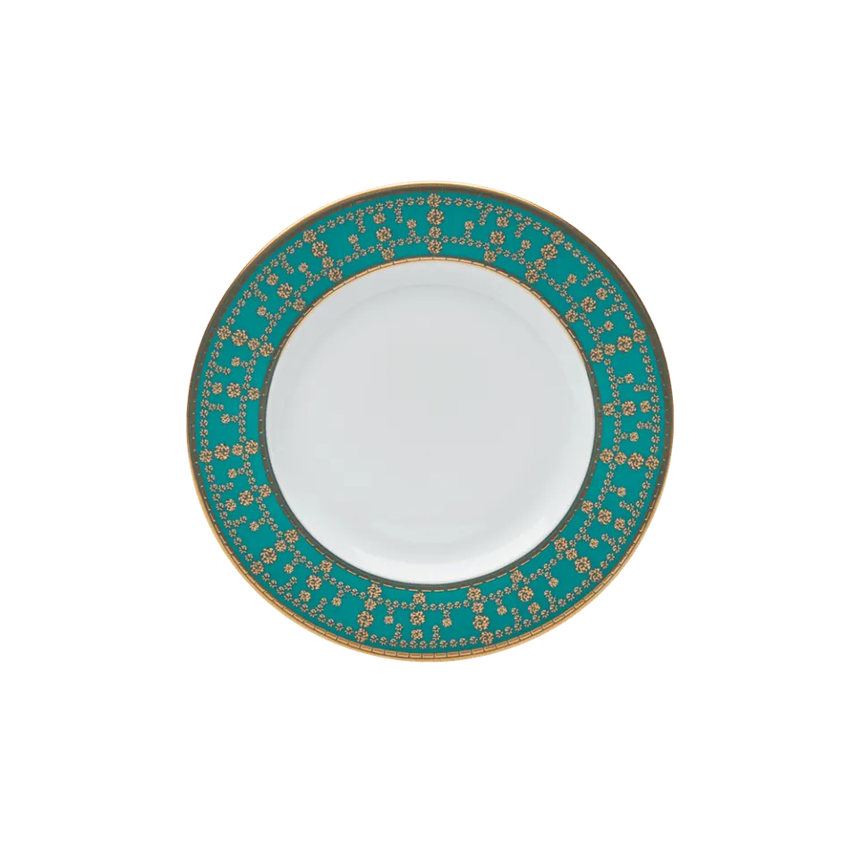 Tiara Peacock Blue & Gold Bread & Butter Plate