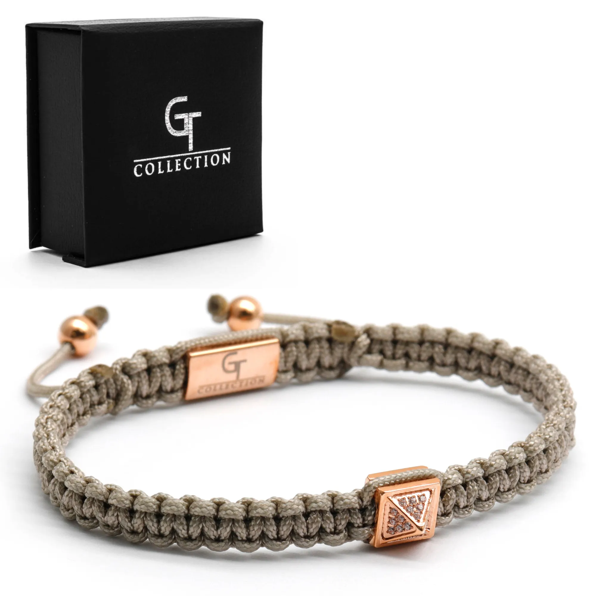 Unisex Rose Gold Pyramid Bracelet with Zircon Diamond