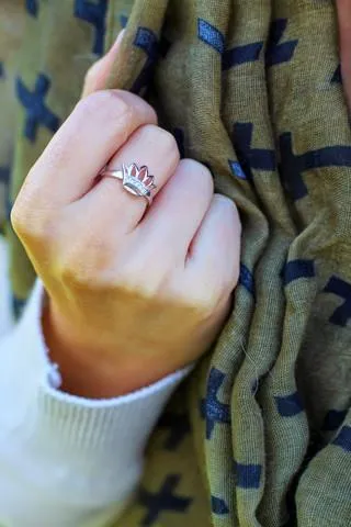 Zeta Tau Alpha Sterling Silver Crown Ring with Synthetic Diamonds