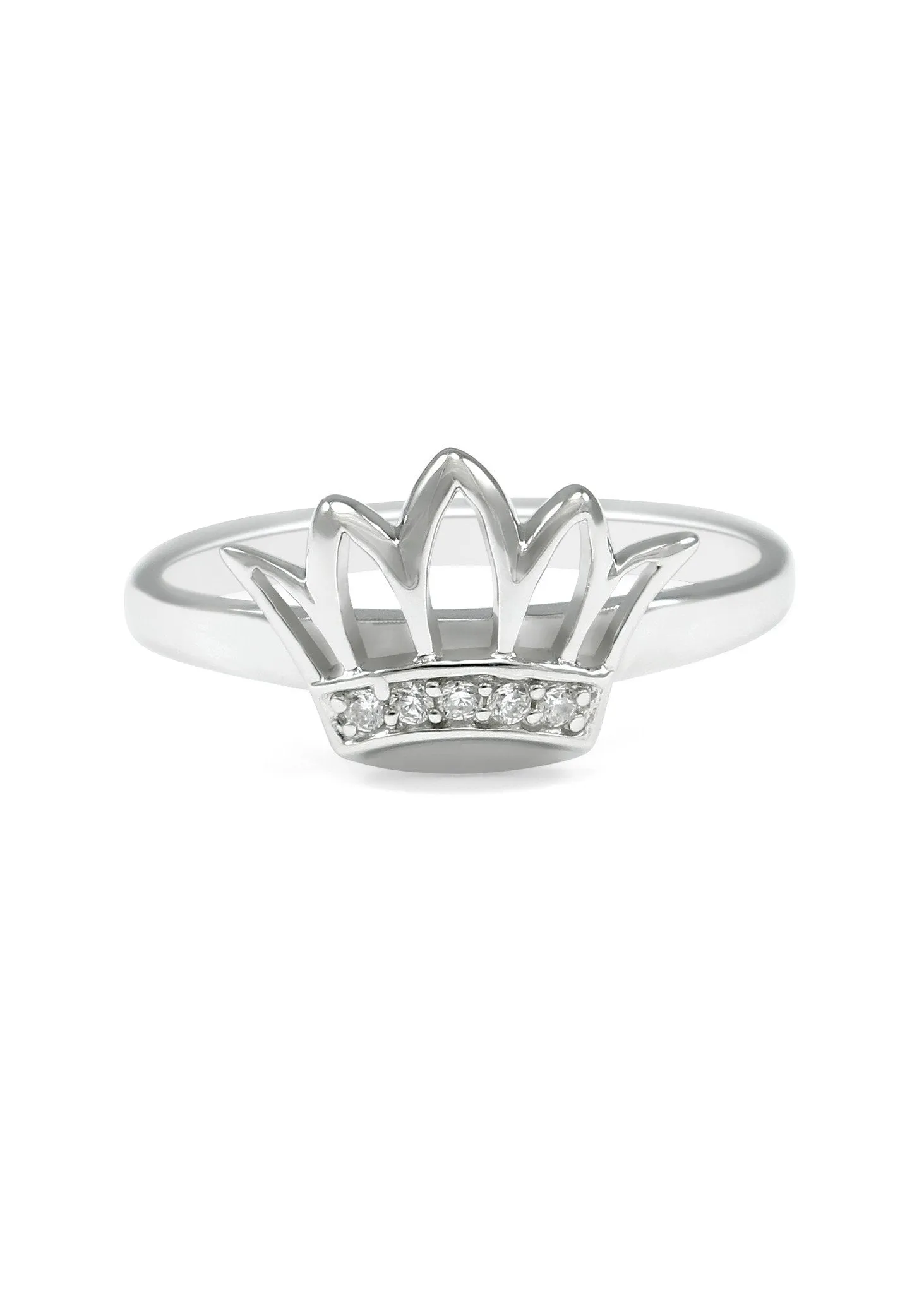 Zeta Tau Alpha Sterling Silver Crown Ring with Synthetic Diamonds